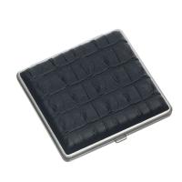 Портсигар S.Quire, сталь+искусственная кожа, черный цвет с рисунком, 96*93*19 мм