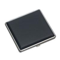 Портсигар S.Quire, сталь+искусственная кожа, черный цвет, гладкий, 96*93*19 мм