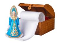 Подарочный набор: кукла фарфоровая, плед флисовый, синий/белый