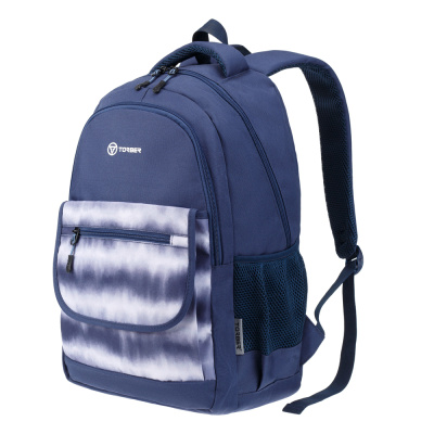 Рюкзак TORBER КЛАСС, темно-синий с орнаментом, полиэстер 900D, 45 x 30 x 18 см
