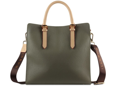 Сумка-портфель женская BUGATTI ЭЛЛА | ELLA, оливковая, полиуретан, 30х11,5х28 см