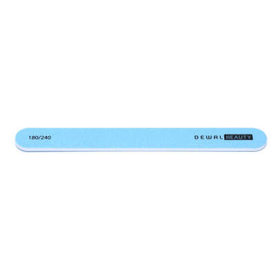 Пилка Dewal Beauty для ногтей, прямая голубая 1,9х17,8 см, 180/240 грит