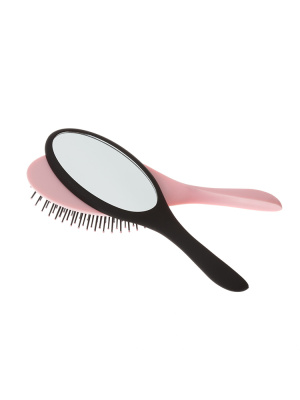 Щетка Dewal Beauty серия "Дуэт" с нейлоновым штифтом, овальная, розовая с черным