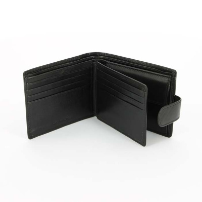 Портмоне S.Quire, натуральная воловья кожа, черный, гладкая, 11,5 x 9 x 2,2 см