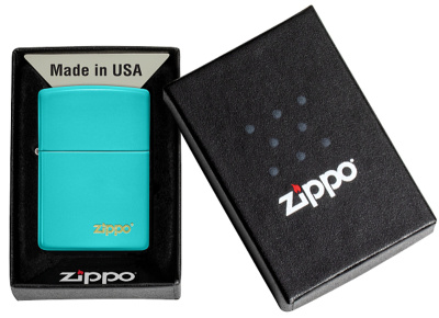 Зажигалка ZIPPO Classic с покрытием Flat Turquoise, латунь/сталь, бирюзовая, глянцевая, 38x13x57 мм