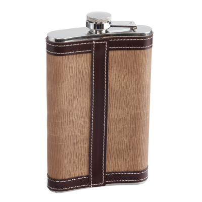 Набор S.Quire фляга 0,27 л, 4 стопки, воронка, сталь, искусственная кожа, коричневый