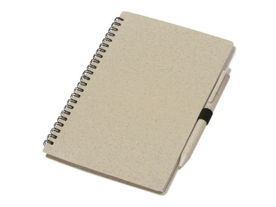 Блокнот А5 Toledo M, бежевый + ручка шариковая Pianta из пшеничной соломы, бежевый , размер A5