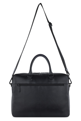 Портфель мужской BUGATTI КЛАРК | CLARK, чёрный, воловья кожа/полиэстер, 40х9,5х29 см, 10 л