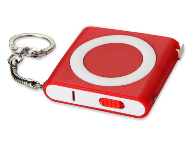 Брелок-рулетка с фонариком, 1 м., красный/белый , размер 1м