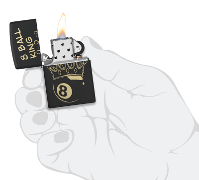 Зажигалка ZIPPO Billiards Champion Design с покрытием Black Matte, латунь/сталь, черная, 38x13x57 мм