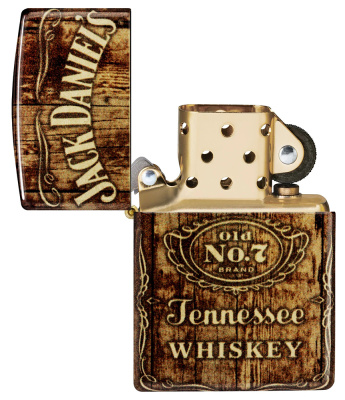 Зажигалка ZIPPO Jack Daniel's с покрытием 540 Tumbled Brass, латунь/сталь, разноцветная, 38x13x57 мм