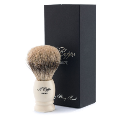 Помазок для бритья IL Ceppo, каучуковая смола, барсучий ворс, рукоять - цвет слоновой кости