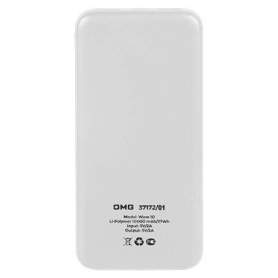 Универсальный аккумулятор Wave 10 (10000 мАч), белый, 14,9х6.7х1,6 см
