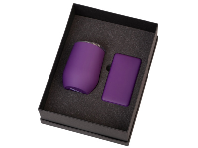 Подарочный набор с термокружкой и повербанком С2, 10000 mAh, фиолетовый , размер 10000 mAh