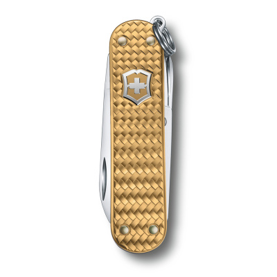 Нож-брелок VICTORINOX Classic SD Precious Alox "Brass Gold", 58 мм, 5 функций, золотистый