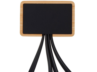 Кабель 3-в-1 с подсветкой лого Reedia S6, бамбук, черный