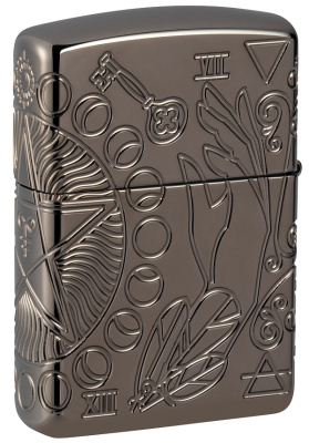 Зажигалка ZIPPO Armor® Wicca Design с покрытием Black Ice®, латунь/сталь, чёрная, 38x13x57 мм