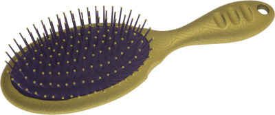 Щетка Dewal Beauty серия "Акварель " массажная с нейлон,штифтом, овальная,золотистая с фиолетовым