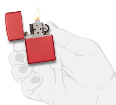 Зажигалка ZIPPO Classic с покрытием Red Matte, латунь/сталь, красная, матовая, 38x13x57 мм
