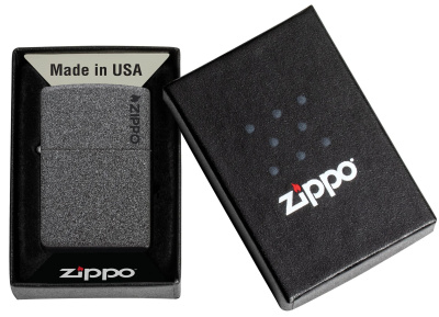 Зажигалка ZIPPO Logo с покрытием Iron Stone™, латунь/сталь, серая, матовая, 38x13x57 мм