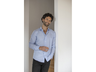 Cuprite Мужская рубашка с длинным рукавом, изготовленная из натуральных материалов, которые отвечают стандарту GOTS - Светло-синий , размер L