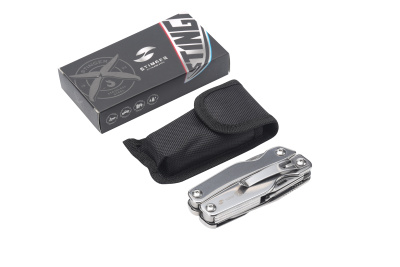 Мультитул Stinger, 101x43 мм, 11 функций, сталь, серебристый, в комплекте нейлоновый чехол