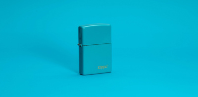Зажигалка ZIPPO Classic с покрытием Flat Turquoise, латунь/сталь, бирюзовая, глянцевая, 38x13x57 мм
