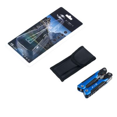 Мультитул Stinger,104x45 мм, 15 функций, сталь/пластик, сине-чёрный, в комплекте нейлоновый чехол