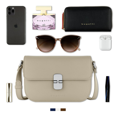 Сумка женская BUGATTI НЕЛА | NELA, бежевая, полиуретан, 22х8х15,5 см