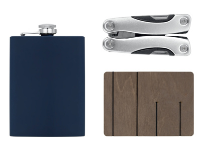 Набор с мультитулом и фляжкой Путешественник 2.0., темно-синий