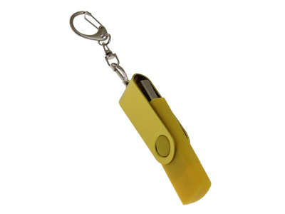 USB-флешка на 32 Гб 2 в 1 поворотный механизм, c дополнительным разъемом Type-C с одноцветным металлическим клипом, желтый , размер 32ГБ