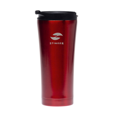 Термокружка Stinger, 0,45 л, сталь/пластик, красный глянцевый, 6,6х20 см