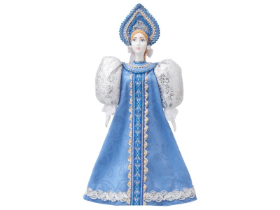 Подарочный набор: кукла фарфоровая, крем-мед, голубой