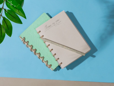 Живой блокнот с семенами цветов, А6, зеленое яблоко , размер A6