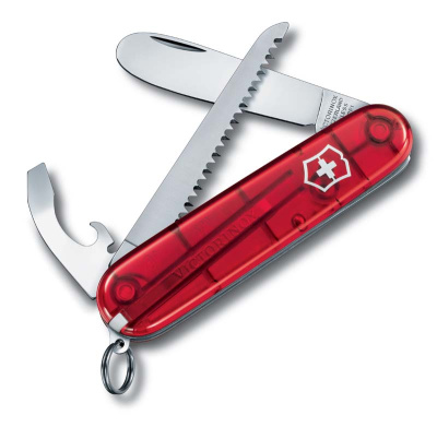 Нож перочинный VICTORINOX My First Victorinox, 84 мм, 9 функций, полупрозрачный красный