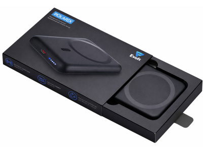 Магнитный внешний беспроводной аккумулятор Polarix, QC/PD, 10000 мАч, черный