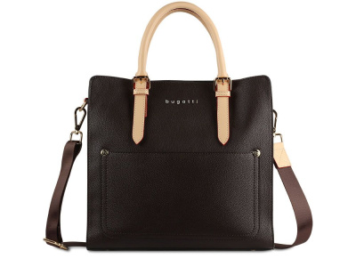 Сумка-портфель женская BUGATTI ЭЛЛА | ELLA, тёмно-коричневая, полиуретан, 30х11,5х28 см