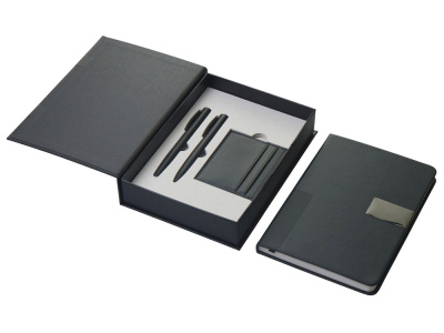 Подарочный набор Goethe с блокнотом А5, 2-мя ручками и картхолдером, черный