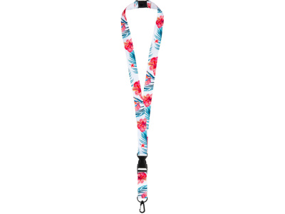 Ланъярд 2 см под сублимацию с карабином, межуровневым замком и замком обрыва, черный