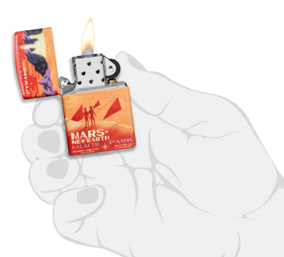 Зажигалка ZIPPO Mars Design с покрытием 540 Matte, латунь/сталь, красная, матовая, 38x13x57 мм