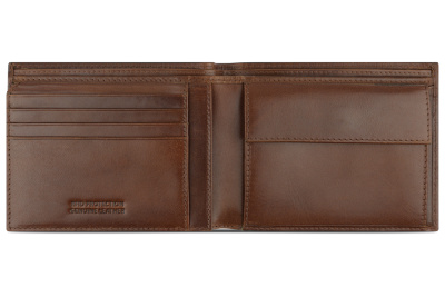 Портмоне BUGATTI АРИСТОКРАТ | NOBILE, с защитой данных RFID, коричневое, воловья кожа/полиэстер, 12х2х9,5 см