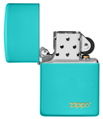 Зажигалка ZIPPO Classic с покрытием Flat Turquoise, латунь/сталь, бирюзовая, глянцевая, 38x13x57 мм