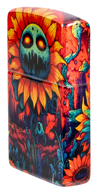 Зажигалка ZIPPO Spooky Sunflower с покрытием 540 Tumbled Brass, латунь/сталь, разноцветная, 38x13x57 мм