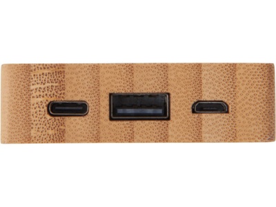 Внешний аккумулятор с подсветкой лого Reedia S2, 5000 mAh, бамбук, черный