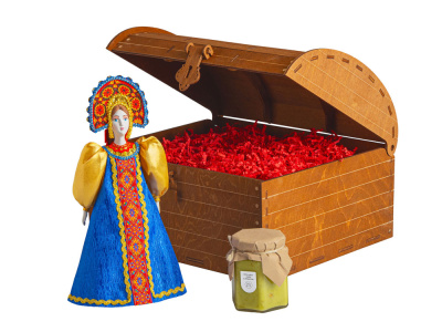 Подарочный набор: кукла фарфоровая, крем-мед, красный