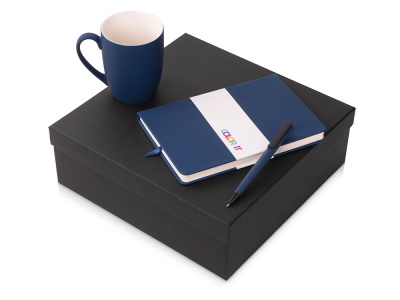 Подарочный набор c блокнотом C3, ручкой и кружкой, темно-синий , размер магнитная обложка