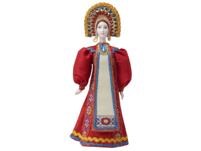 Подарочный набор: кукла фарфоровая, крем-мед, красный