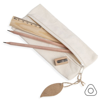 SUIT: пенал-косметичка, 2 чернографитных карандаша, точилка, линейка, бежевый