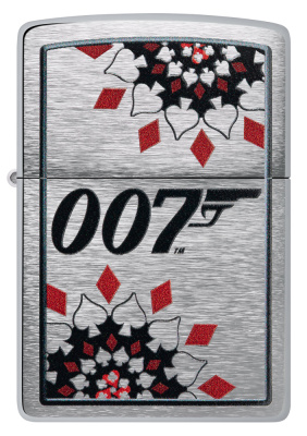 Зажигалка ZIPPO James Bond™ с покрытием Brushed Chrome, латунь/сталь, серебристая, 38x13x57 мм