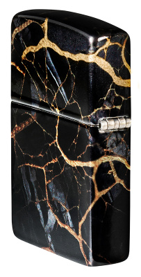 Зажигалка ZIPPO Fusion Marble Design с покрытием 540 Tumbled Chrome, латунь/сталь, черная, 38x13x57 мм